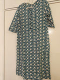 Teal Geometric Print Kurti, teal