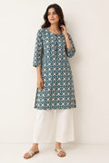 Teal Geometric Print Kurti - view 2
