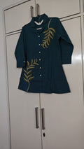 Teal Vine Embroidered Kurta Set, green