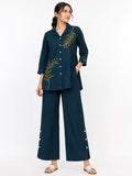 Teal Vine Embroidered Kurta Set - view 2