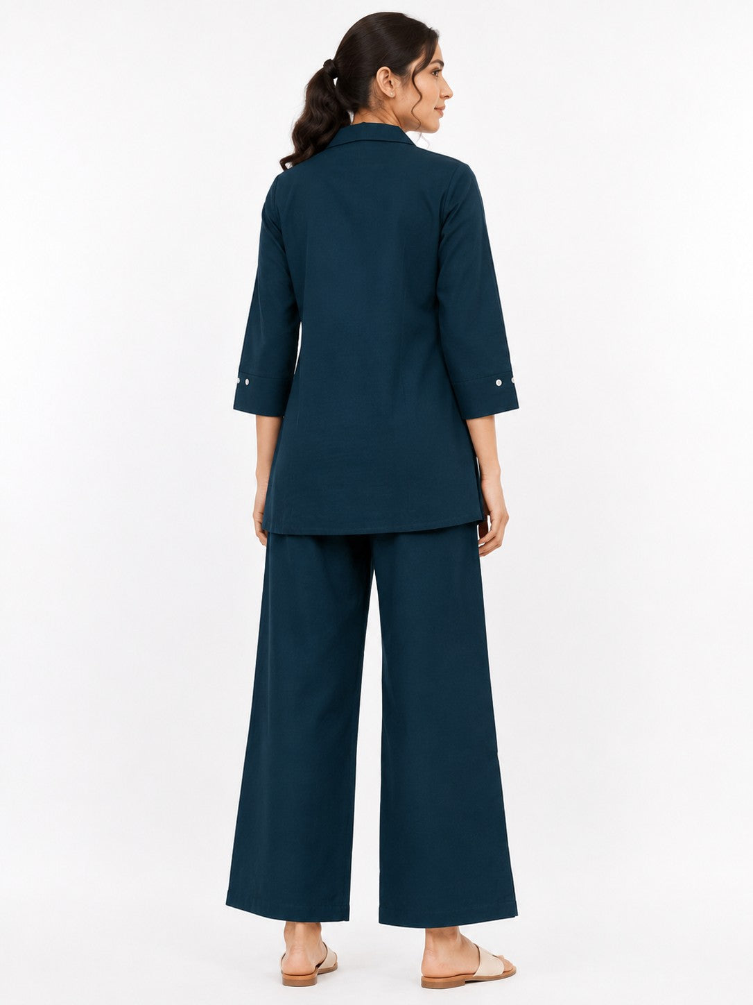 Teal Vine Embroidered Kurta Set - view 3
