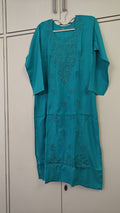 Turquoise Chikankari Kurta, teal