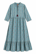 Turquoise Tiered Long Kurta