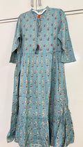 Turquoise Tiered Long Kurta, teal