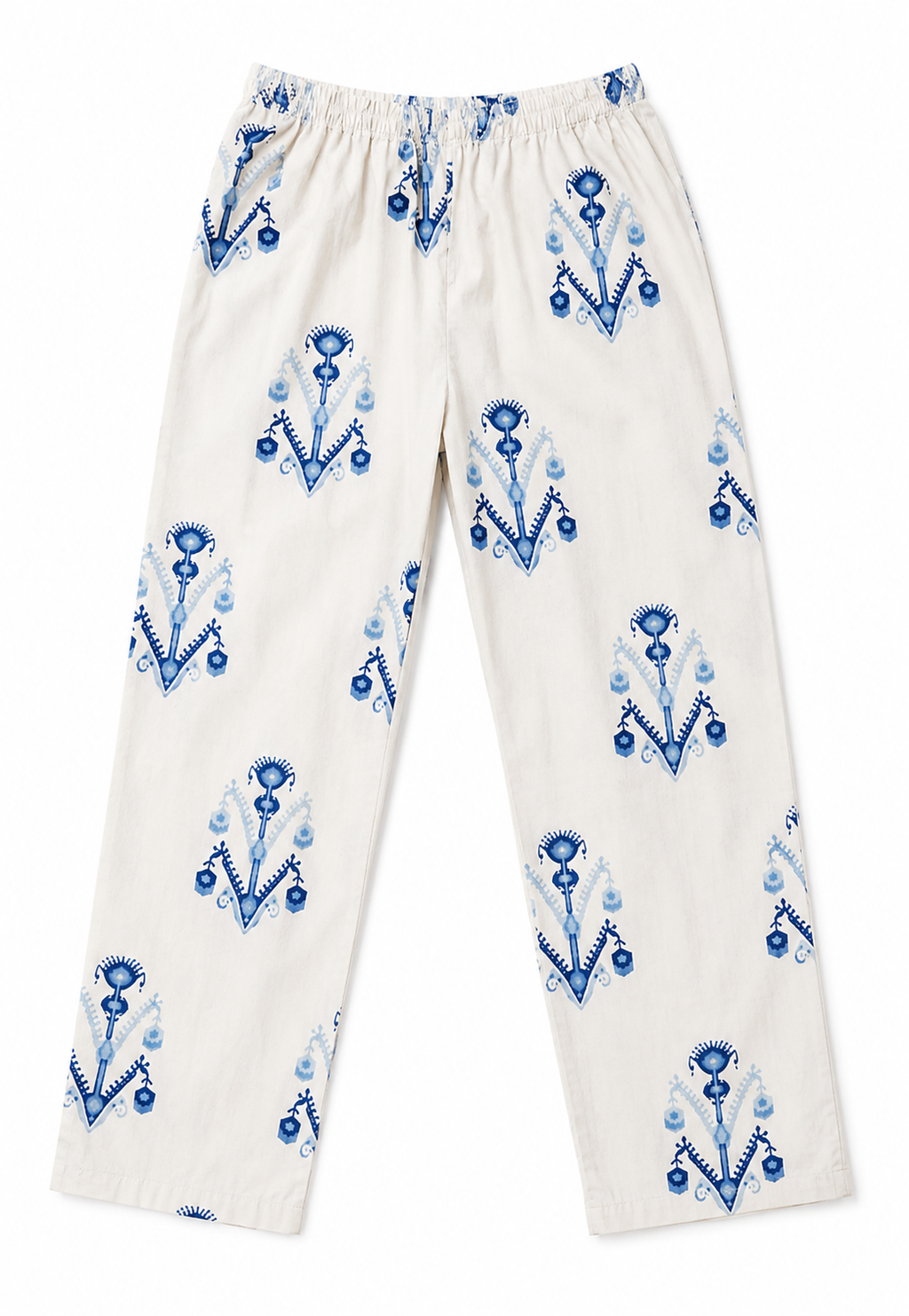White Blue Booti Print Kurta Set - view 2