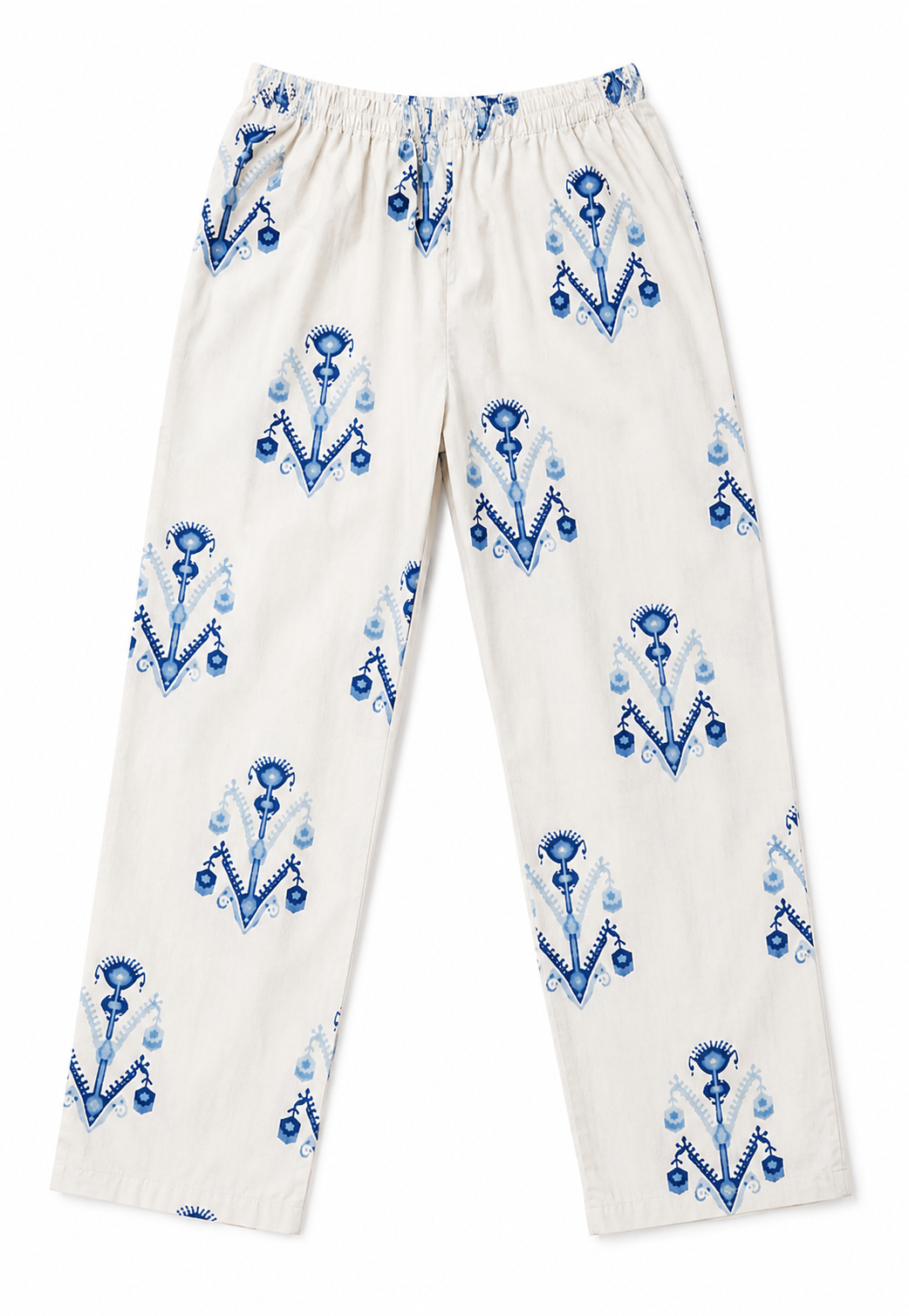 White Blue Booti Print Kurta Set - view 2