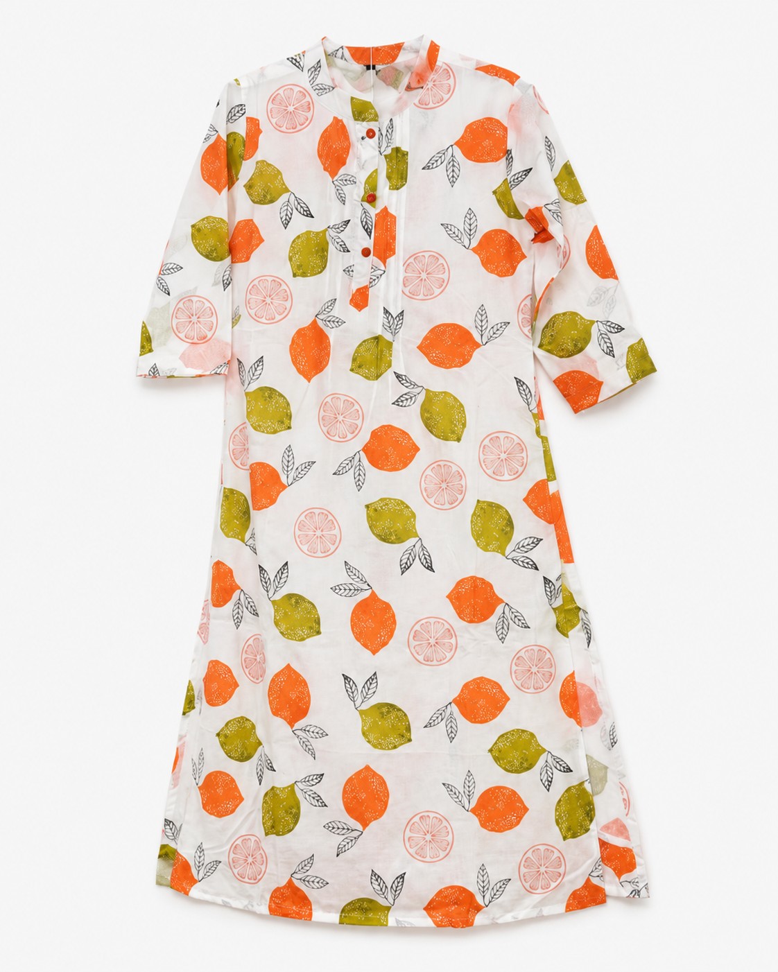White Fruit Print Kurta Set - view 4