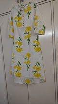 White & Yellow Daisy Print Kurta Set, yellow