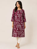 Wine Tonal Floral Kurta