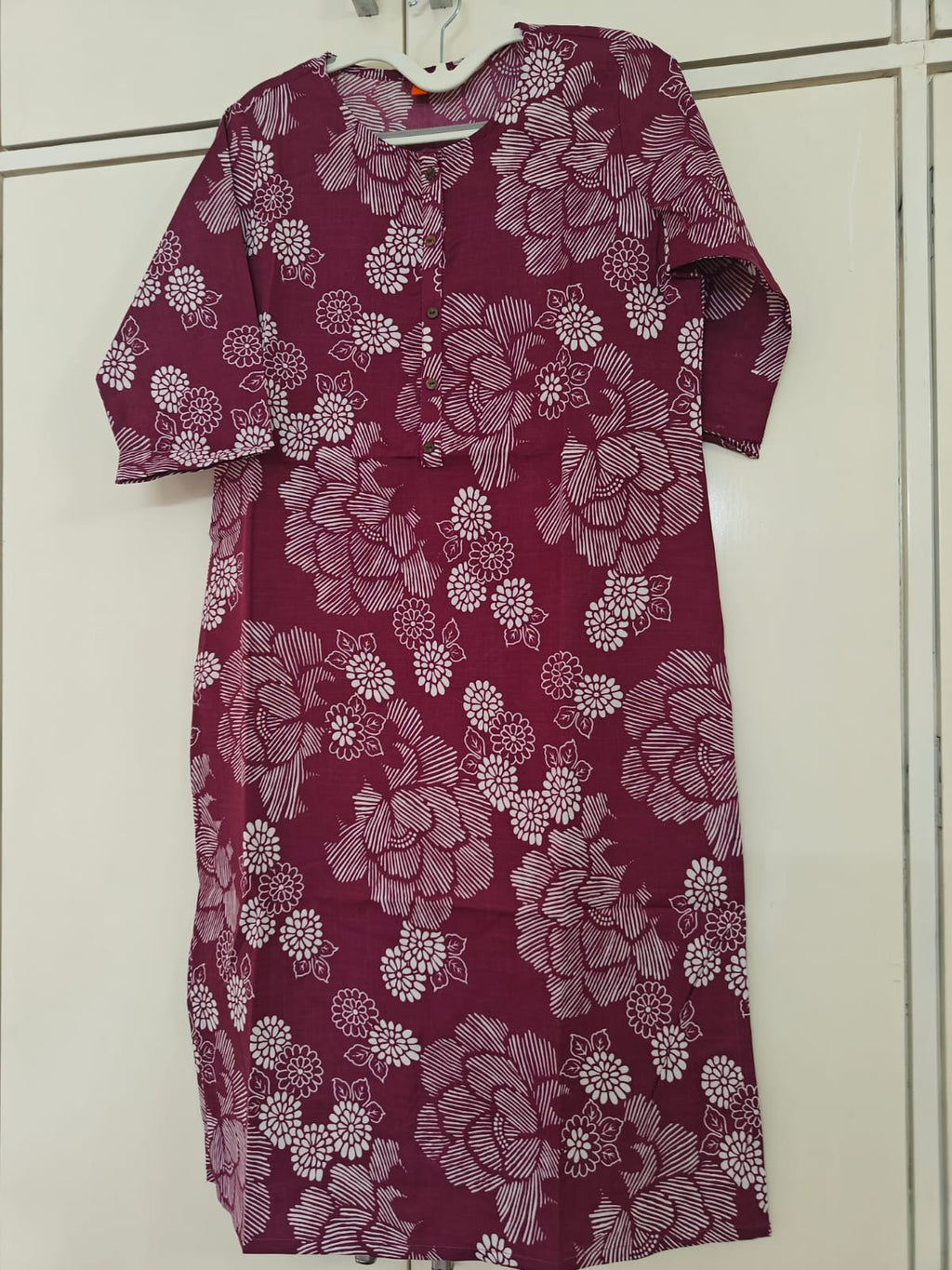 Wine Tonal Floral Kurta, maroon