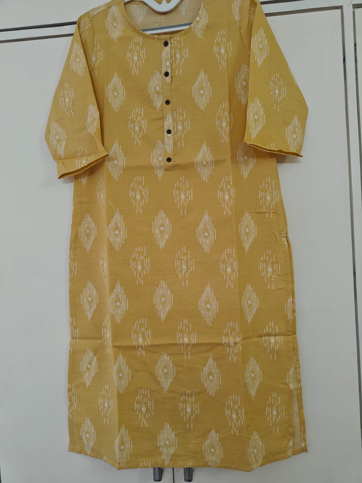 Yellow Booti Print Kurta, yellow - view 2