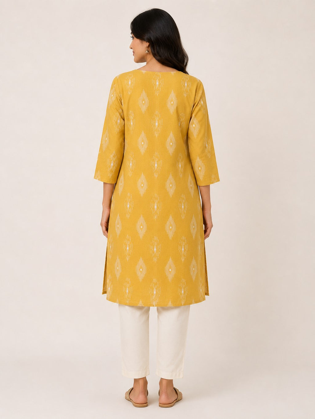 Yellow Booti Print Kurta - view 3